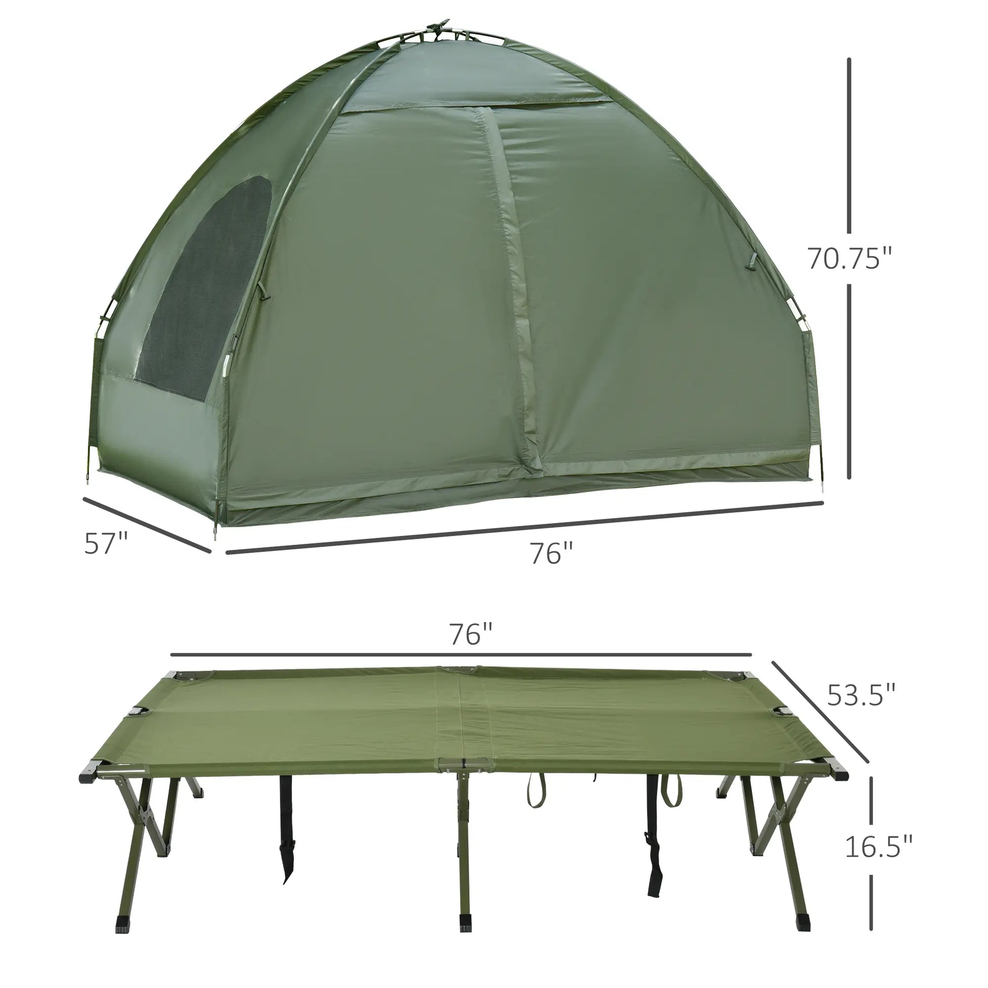 #Summervibes Outsunny 1/2 Person Foldable Camping Cot with Tent, Bedspread, Thick Air Mattress, 4-In-1 Elevated Camping Bed for Outdoor Hiking, Picnic, Travel
