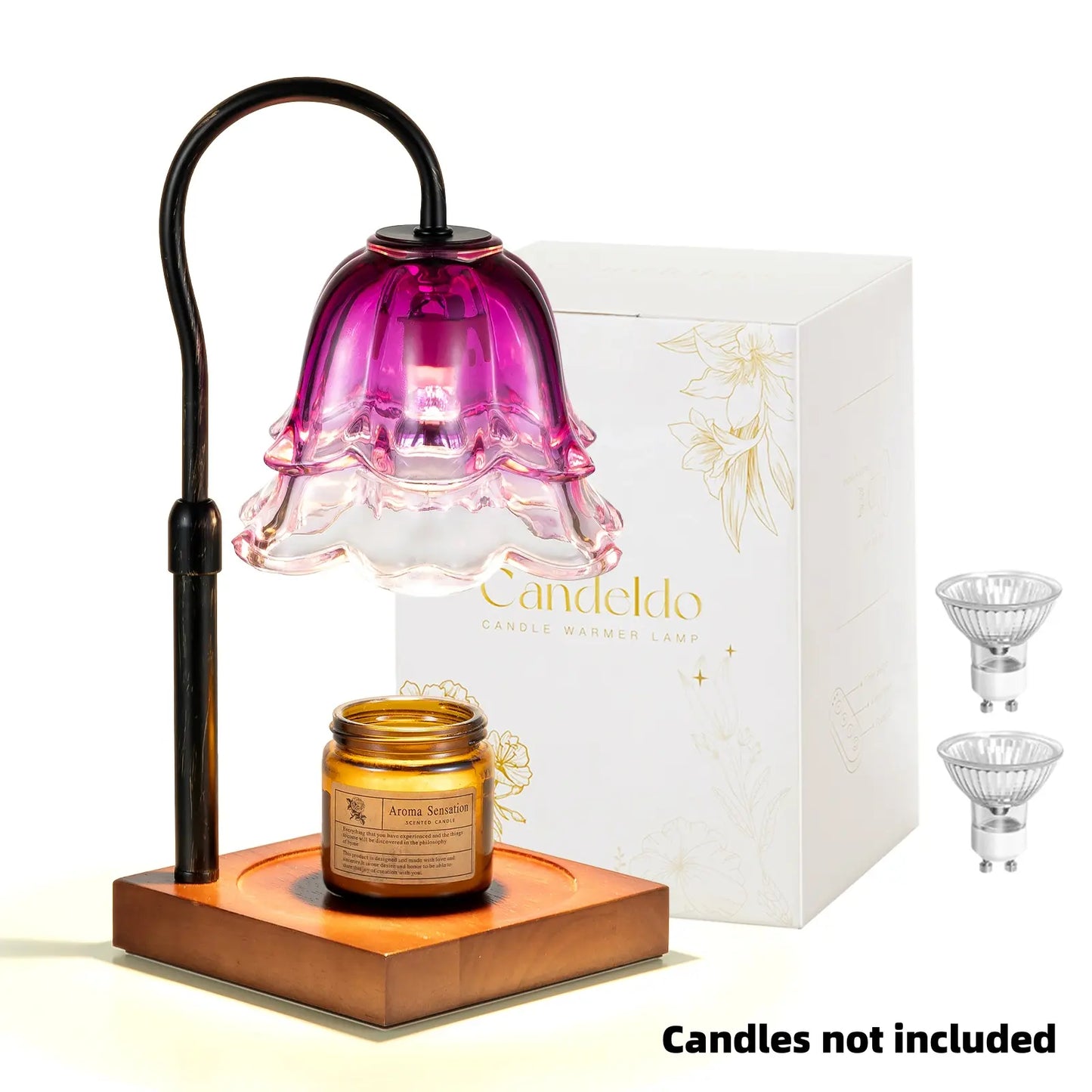 Candeldo Candle Warmer Lamp, Lily of the Valley Flower Lamp, Height Adjustable with Timer, 2 Bulbs Included, Flameless Fragrance Lamp for Home Bedroom Decor, Ideal Gift for Mom Birthday