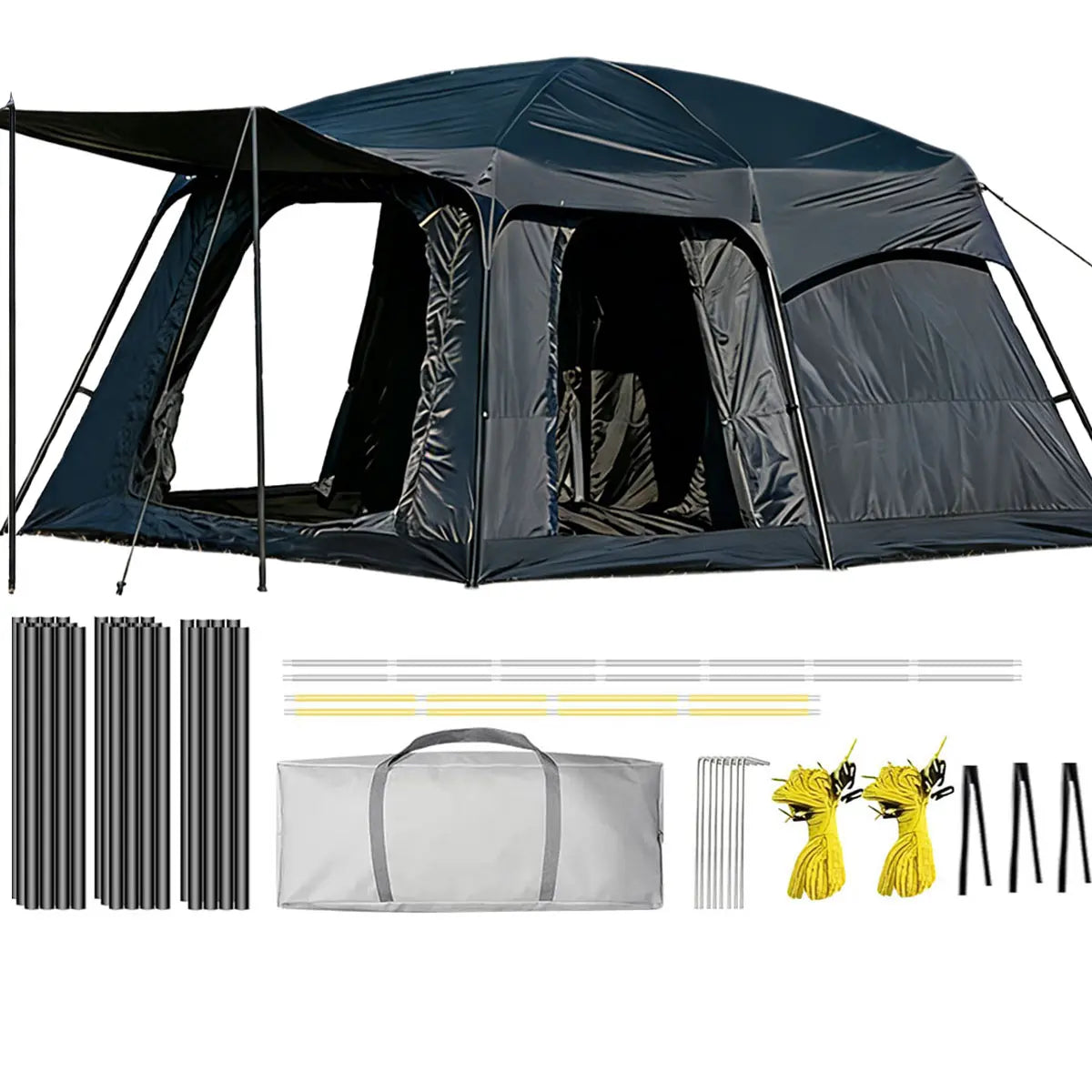 【Camping Essentials】2026 Extra Large 10-12 Person Family Tent Waterproof Instant Setup Oxford Polyester Lightweight Canopy with Mesh Windows & Double Doors - Camping Accessories for Outdoor Hiking Picnic Spacious Easy Pop up Glamping Gear Gifts