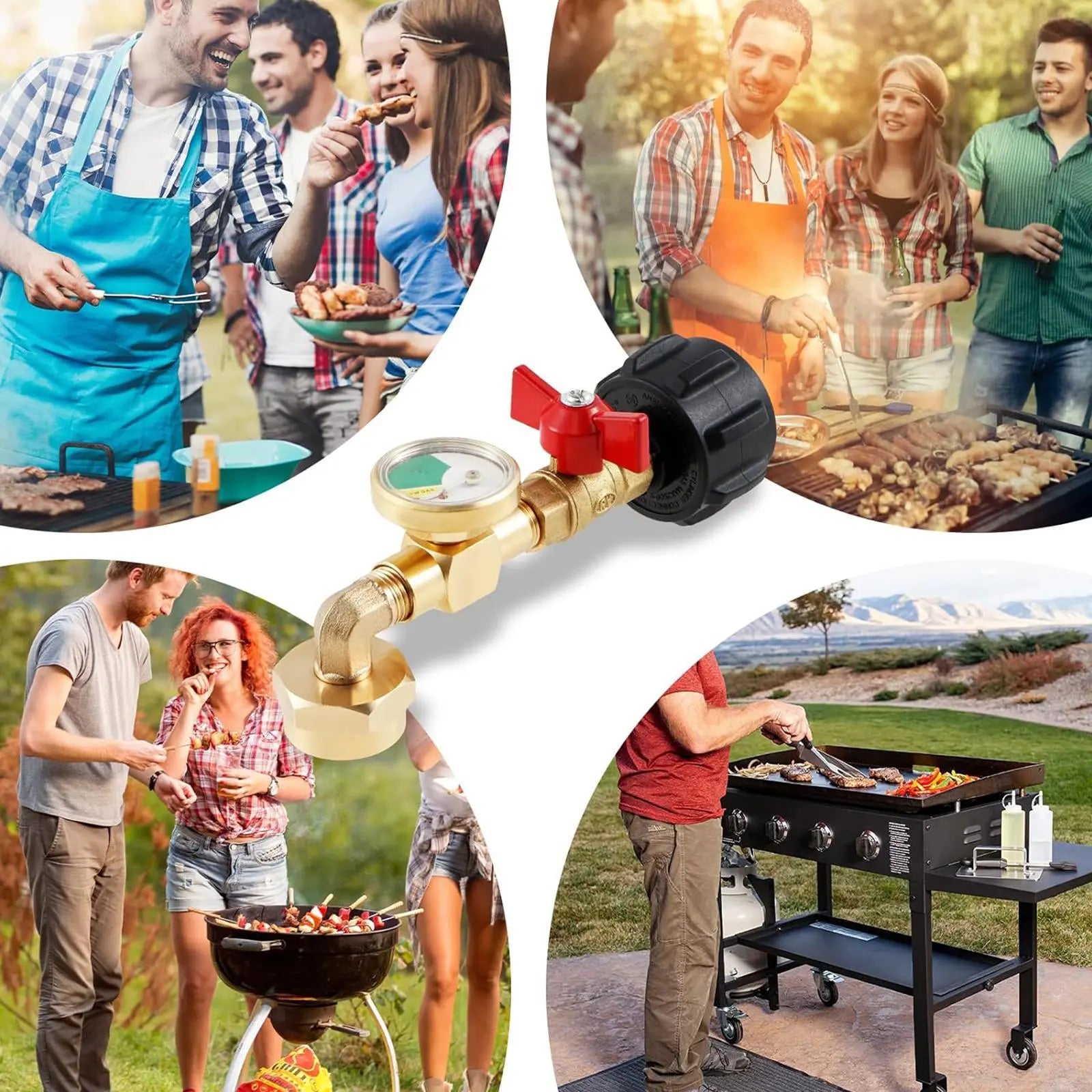 Propane Refill Adapter with Valve and Gauge, Gas Cylinder Filling Connector with Glow in the Dark Meter, Ball Valve Gas Tank Gas Connector, for Outdoor, Men Gifts, Tools & Hardware, Heavy Duty, Mini Gadgets