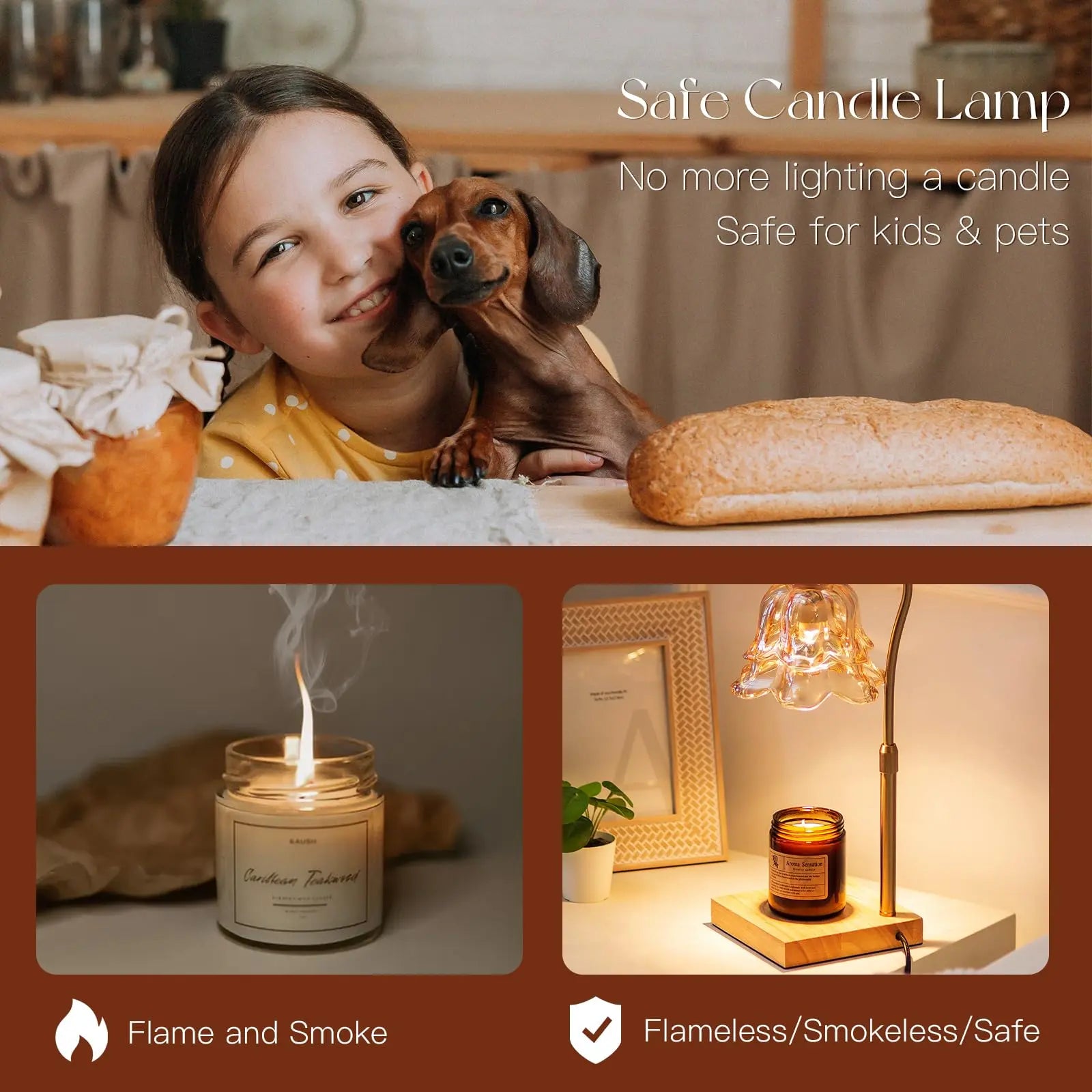 Candeldo Candle Warmer Lamp, Lily of the Valley Flower Lamp, Height Adjustable with Timer, 2 Bulbs Included, Flameless Fragrance Lamp for Home Bedroom Decor, Ideal Gift for Mom Birthday
