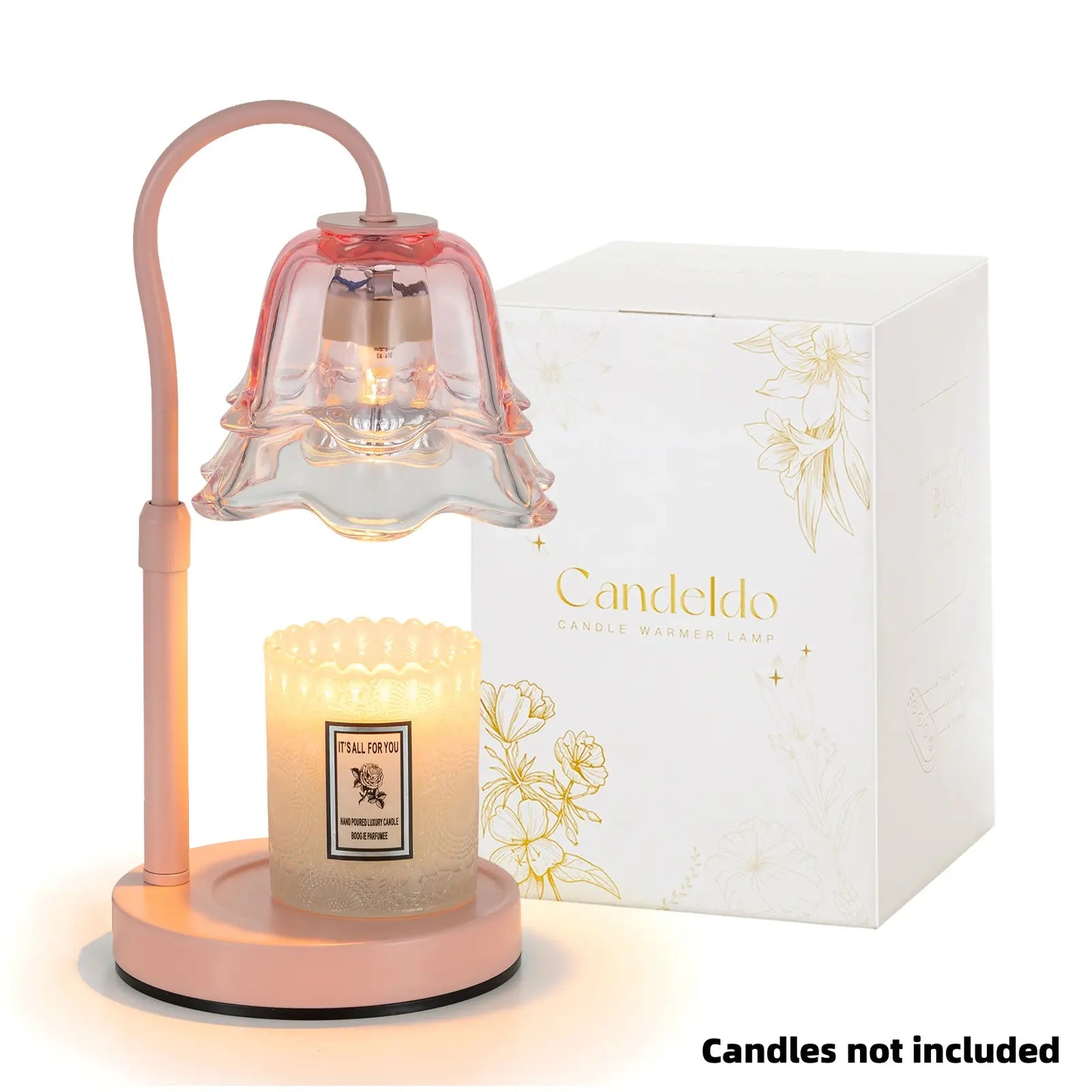 Candeldo Candle Warmer Lamp, Lily of the Valley Flower Lamp, Height Adjustable with Timer, 2 Bulbs Included, Flameless Fragrance Lamp for Home Bedroom Decor, Ideal Gift for Mom Birthday