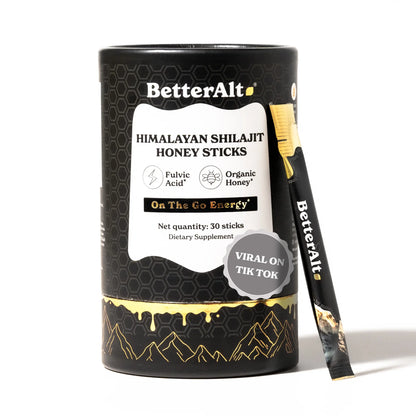 Betteralt GOLD+ Shilajit Honey Sticks | Lab-Tested for Purity | Shilajit, Honey & Saffron | 85 Minerals & 75% Fulvic Acid for Energy & Stamina | 30N