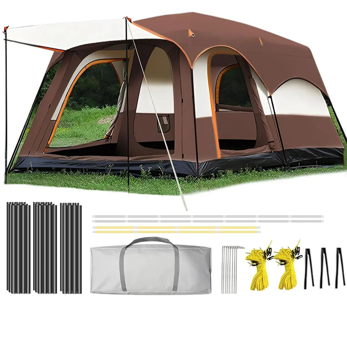 【Camping Essentials】2026 Extra Large 10-12 Person Family Tent Waterproof Instant Setup Oxford Polyester Lightweight Canopy with Mesh Windows & Double Doors - Camping Accessories for Outdoor Hiking Picnic Spacious Easy Pop up Glamping Gear Gifts