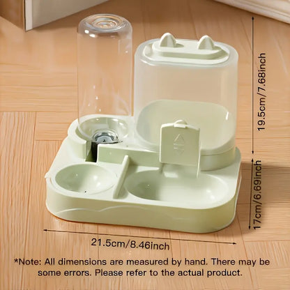 2-In-1 Automatic Cat Feeder and Water Dispenser, Gravity Pet Feeding Station, BPA Free, Dry Wet Separation, Auto Dog Water Bowl for Indoor Cats Dogs, Travel Friendly