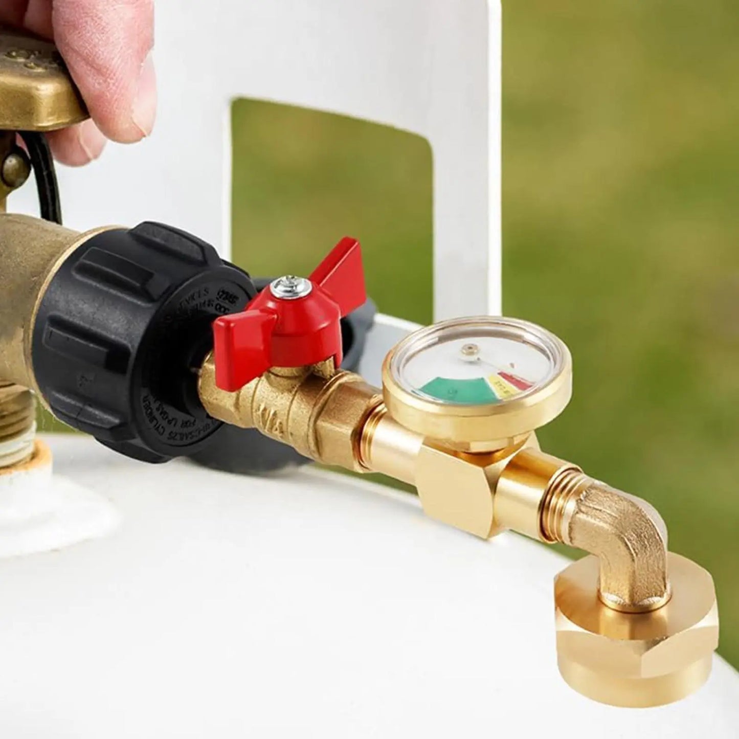 Propane Refill Adapter with Valve and Gauge, Gas Cylinder Filling Connector with Glow in the Dark Meter, Ball Valve Gas Tank Gas Connector, for Outdoor, Men Gifts, Tools & Hardware, Heavy Duty, Mini Gadgets