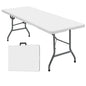 FWTI DEAL 6 Feet Foldable Table (6Ft Folding Table & Tablecloth Set: ZB-6FT), Built in Carrying Handle & Alloy Steel Legs, Heavy Duty Portable for Party, Dining, Wedding, Events, Picnic, Indoor, Outdoor, Camping, Utility - White